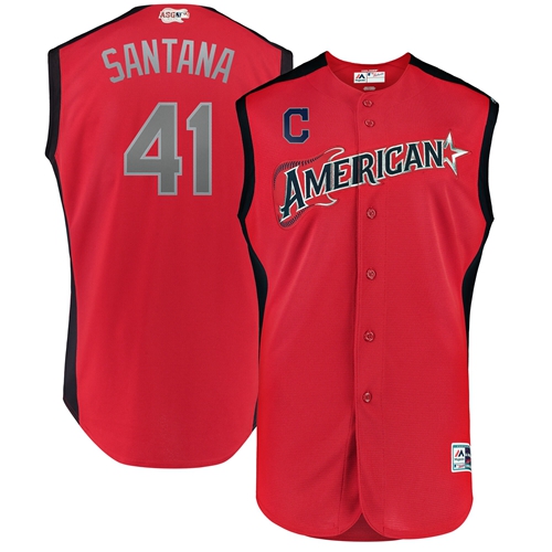 Men's American League #41 Carlos Santana Red 2019 All-Star Game Stitched Baseball Jersey